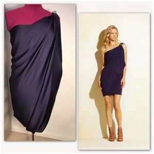 Max Azria (BCBG) one shoulder draped mini. EUC